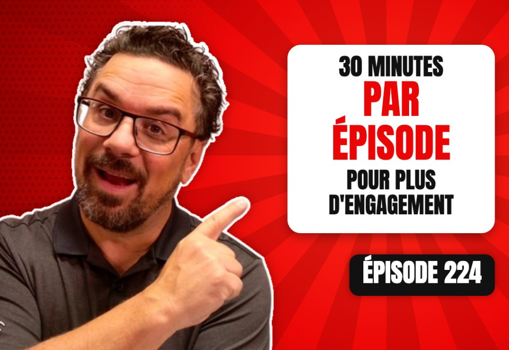 Épisode 224 du podcast L'Académie du Podcast : 30 minutes par épisode pour obtenir plus d’engagement